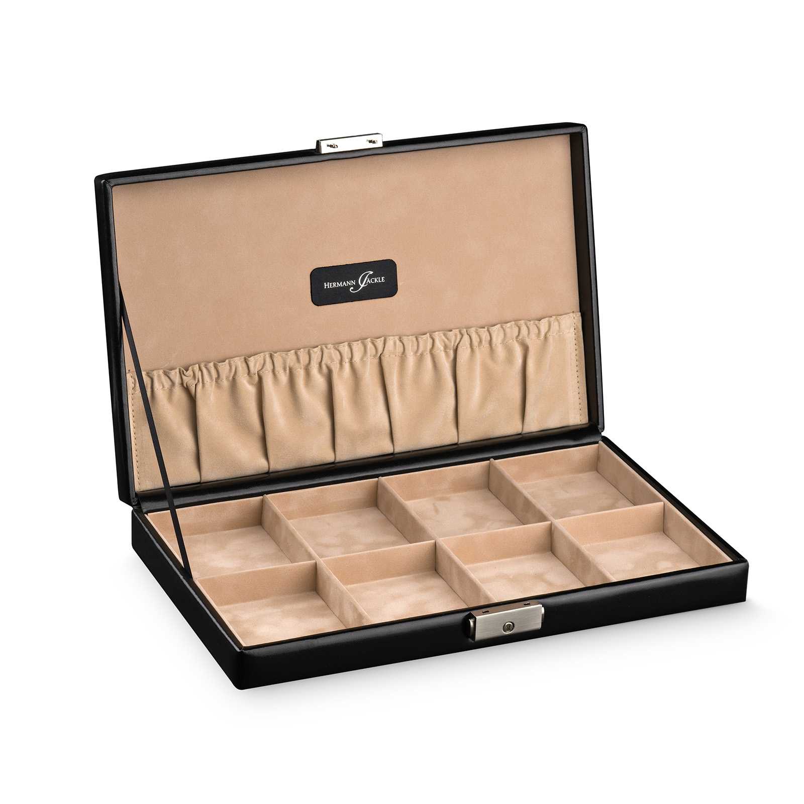 Hermann Jäckle Schiltach 8 Taschenuhren Sammler Box schwarz offen