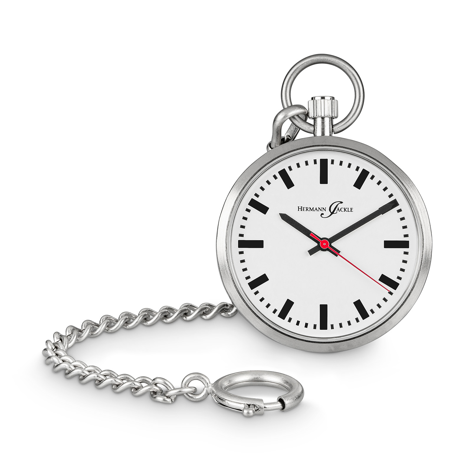Hermann Jäckle Frankfurt Quarz Taschenuhr Mineralglas Kette Reiseetui 43 mm